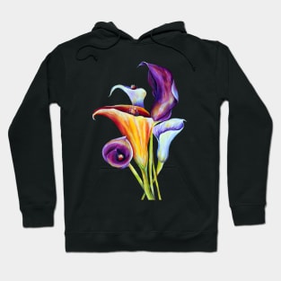 Watercolor Calla Lilies Bouquet Blooming Hoodie